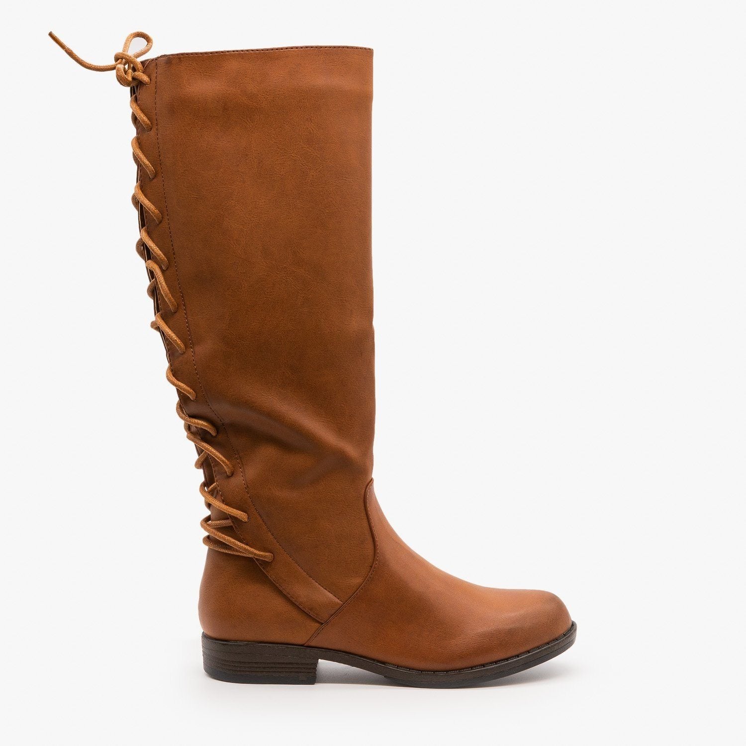 Lace-Up Back Riding Boots - Bamboo 