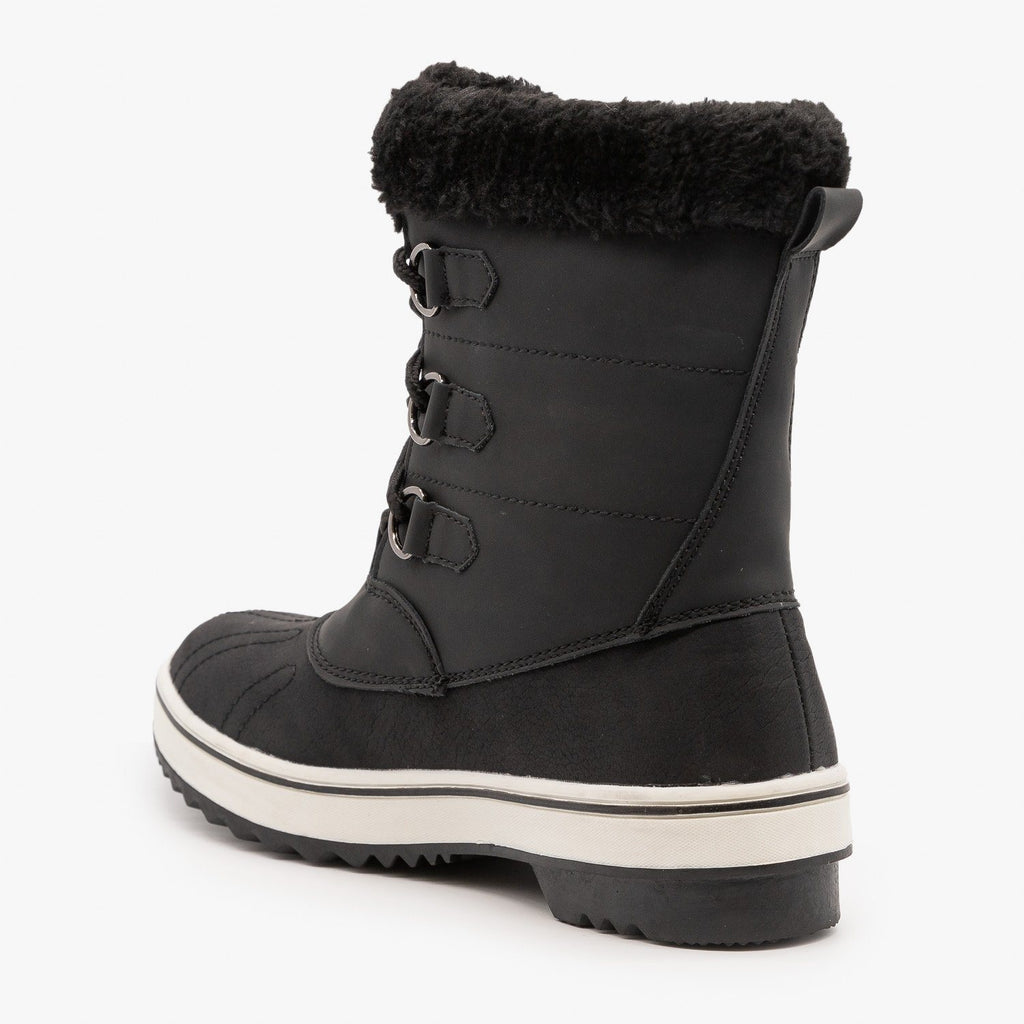 Lace Up Cuffed Winter Boots - Top Moda 