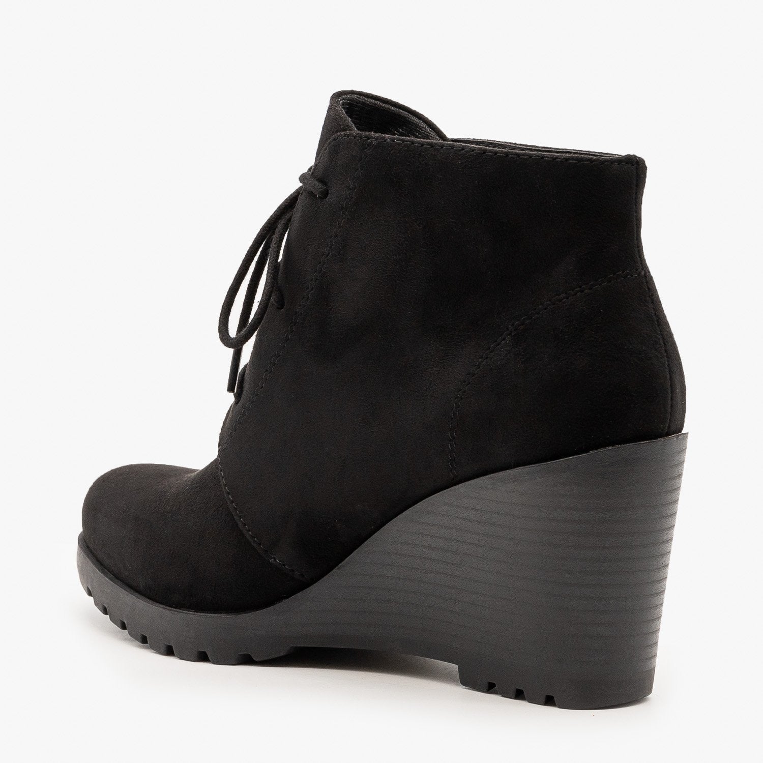 black wedge ankle boots with laces