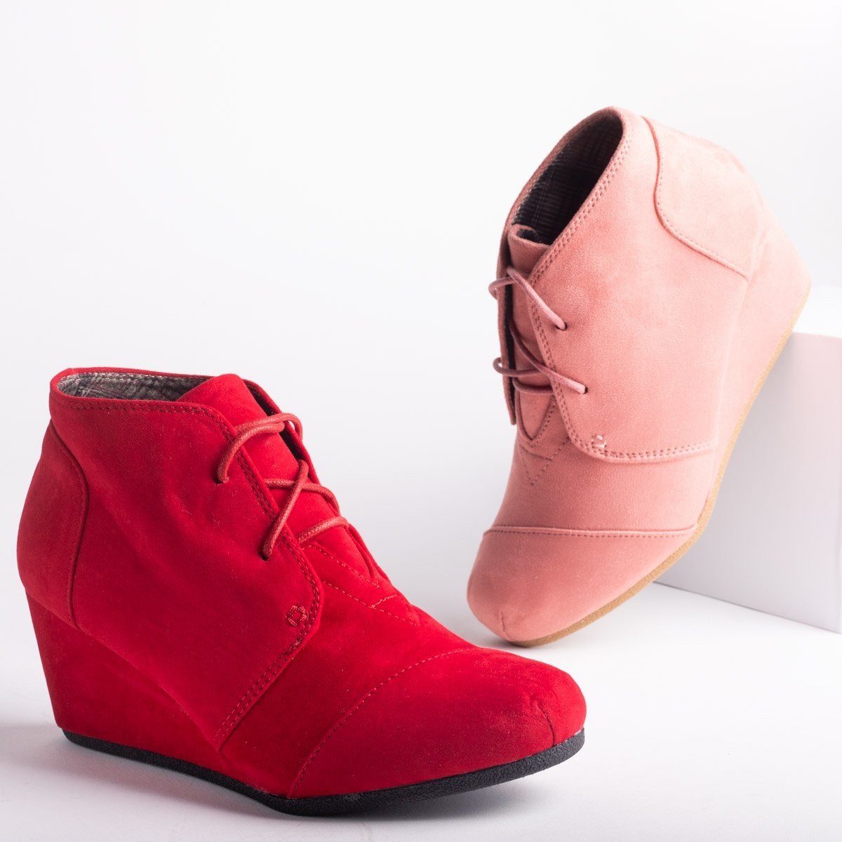 pink wedge booties