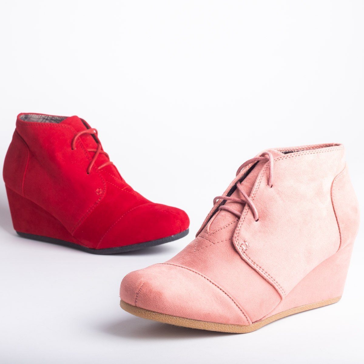 pink wedge booties