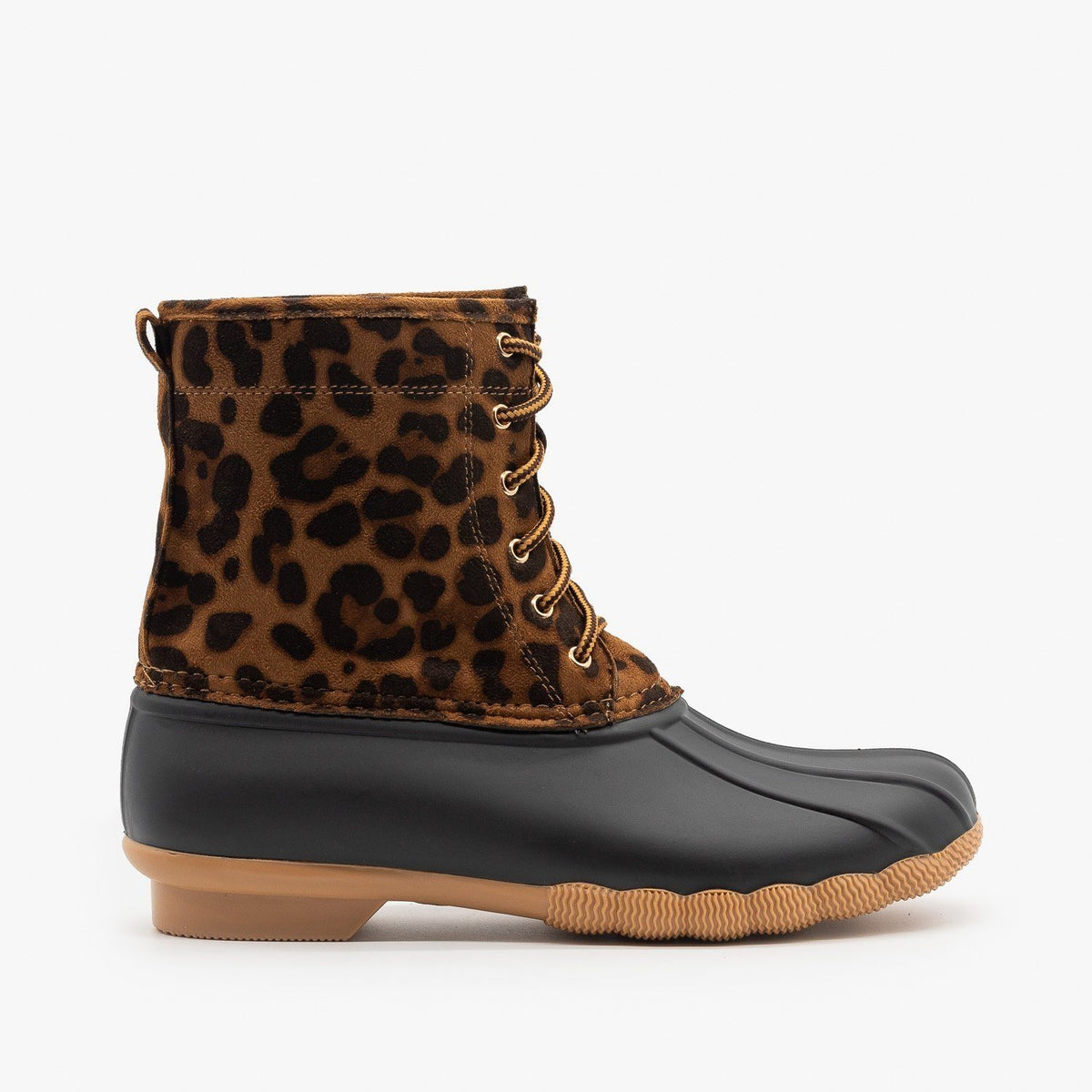 Leopard Lace Up Duck Boots - Top Moda 