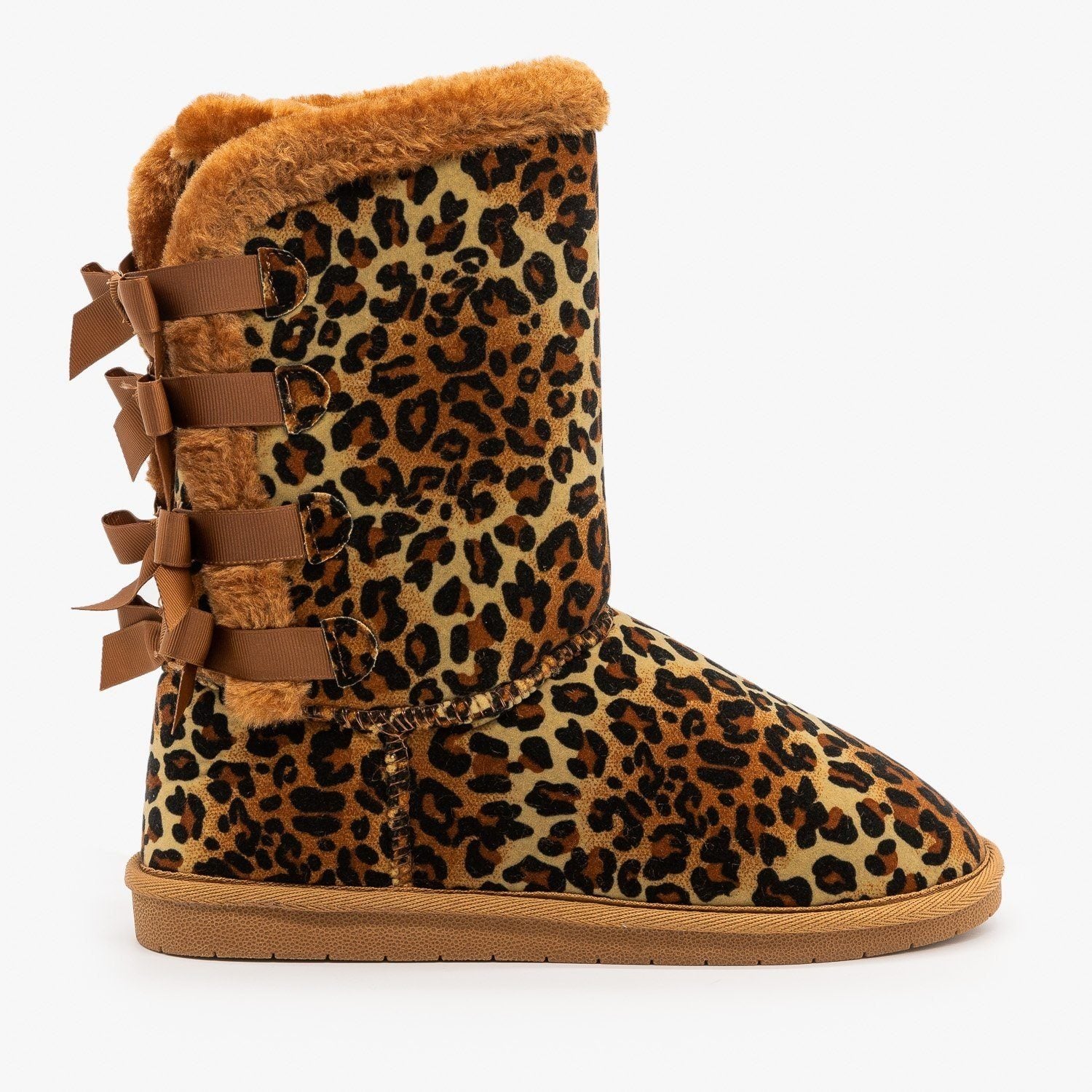 Leopard Print Back Bow Comfort Boots 