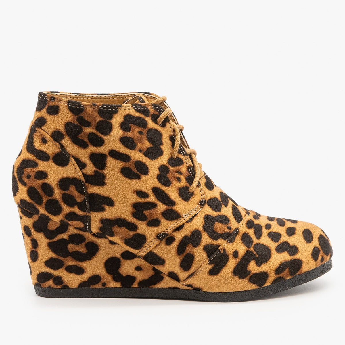 leopard wedge booties