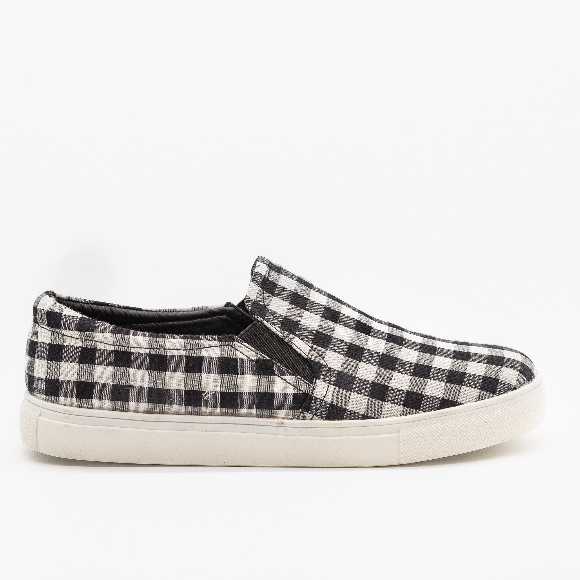 gingham slip ons