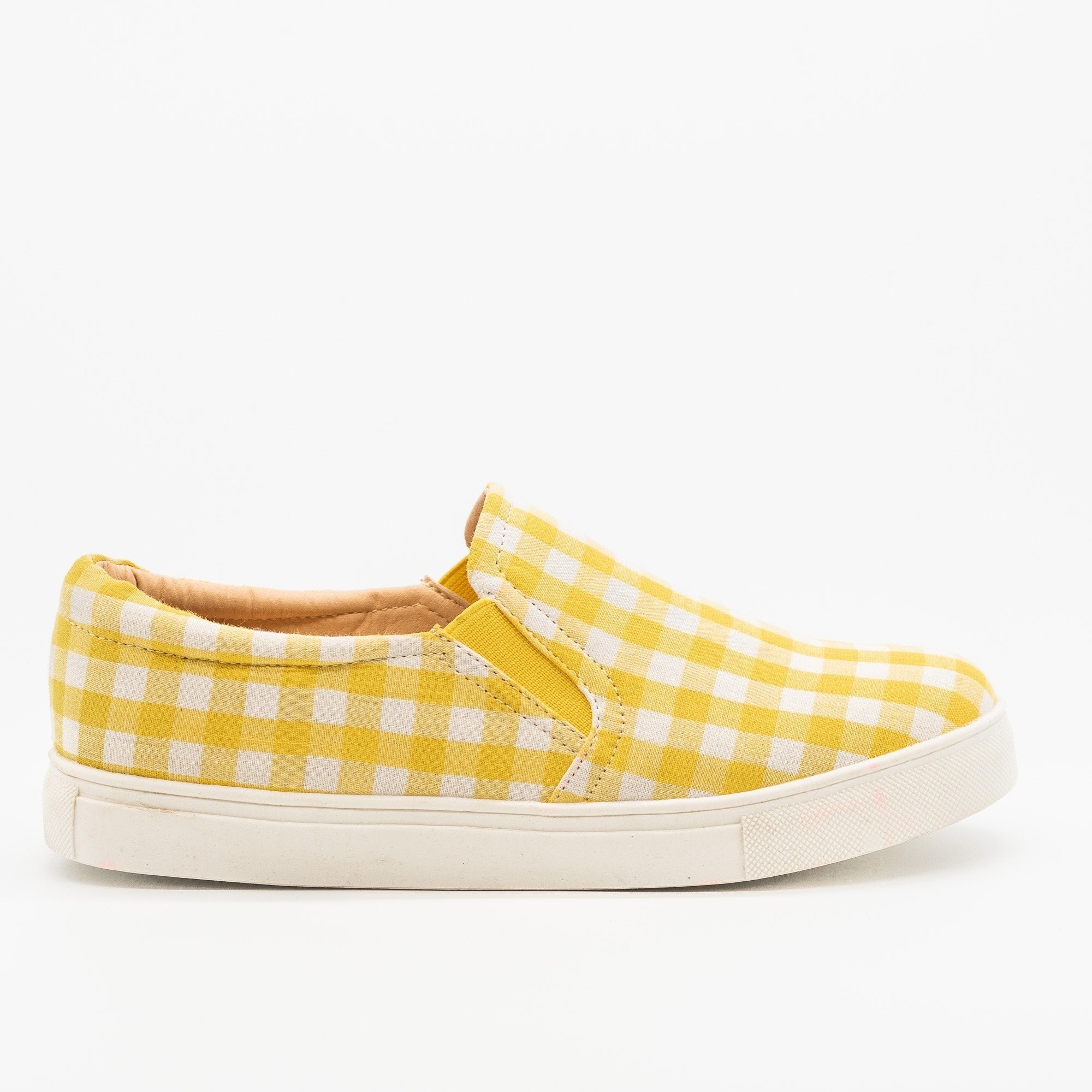 gingham slip ons