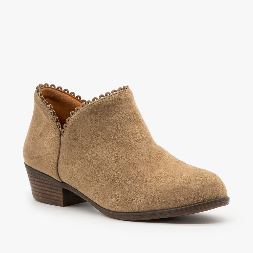 taupe ankle boots low heel