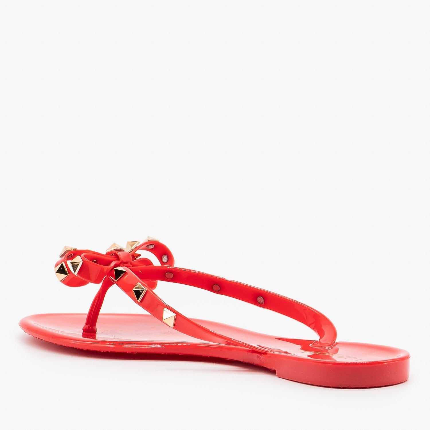 bow studded jelly sandals