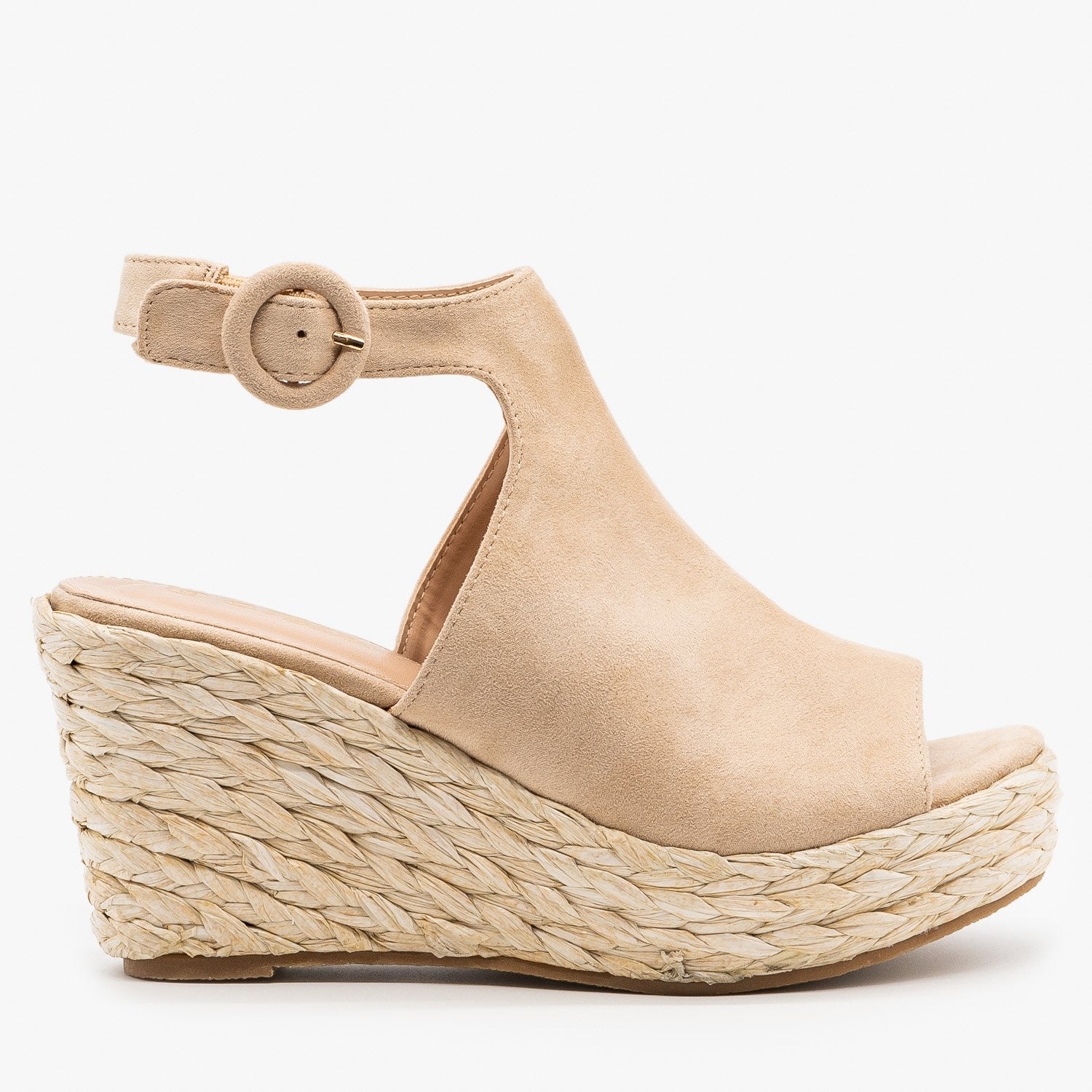 beige open toe shoes