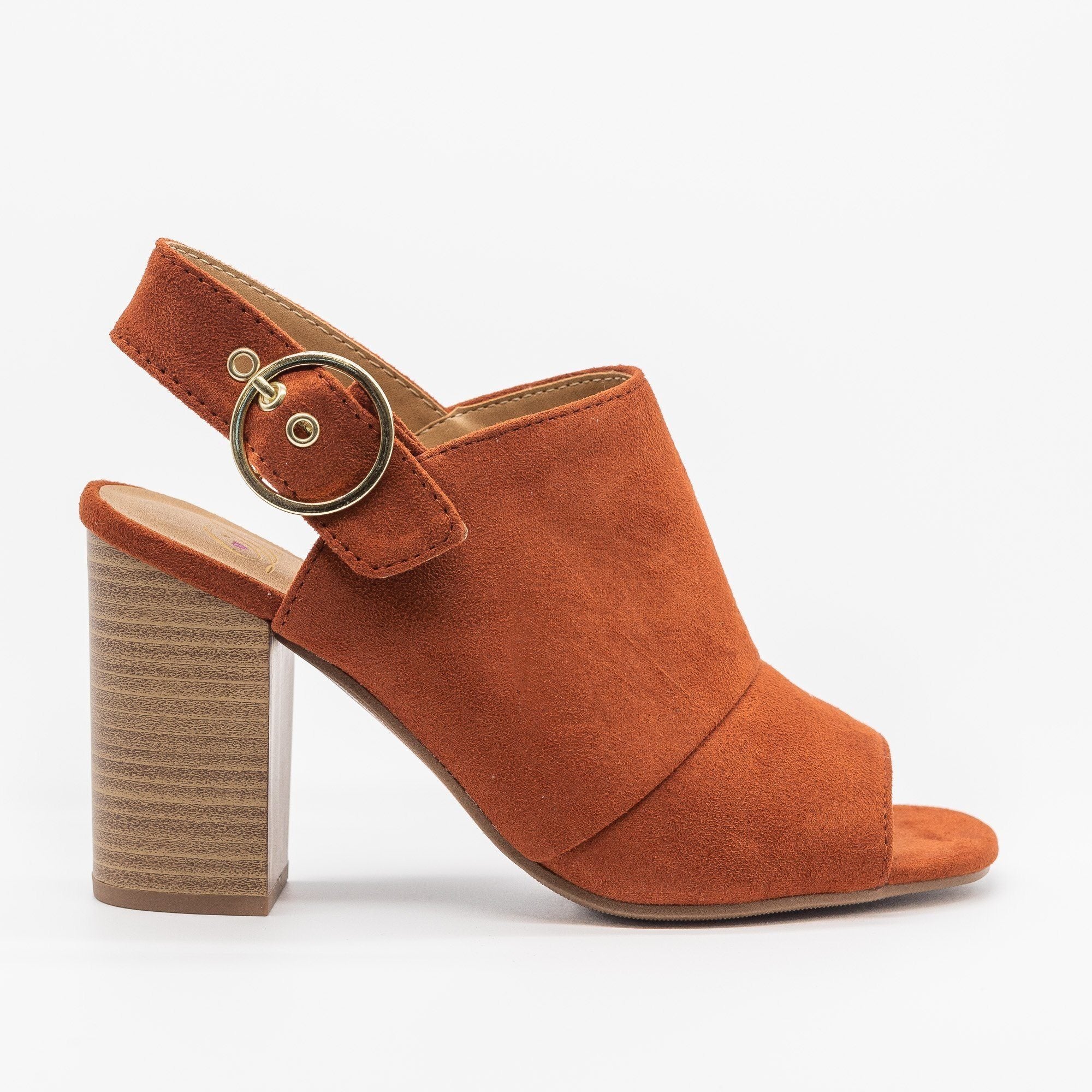 tan mules heels