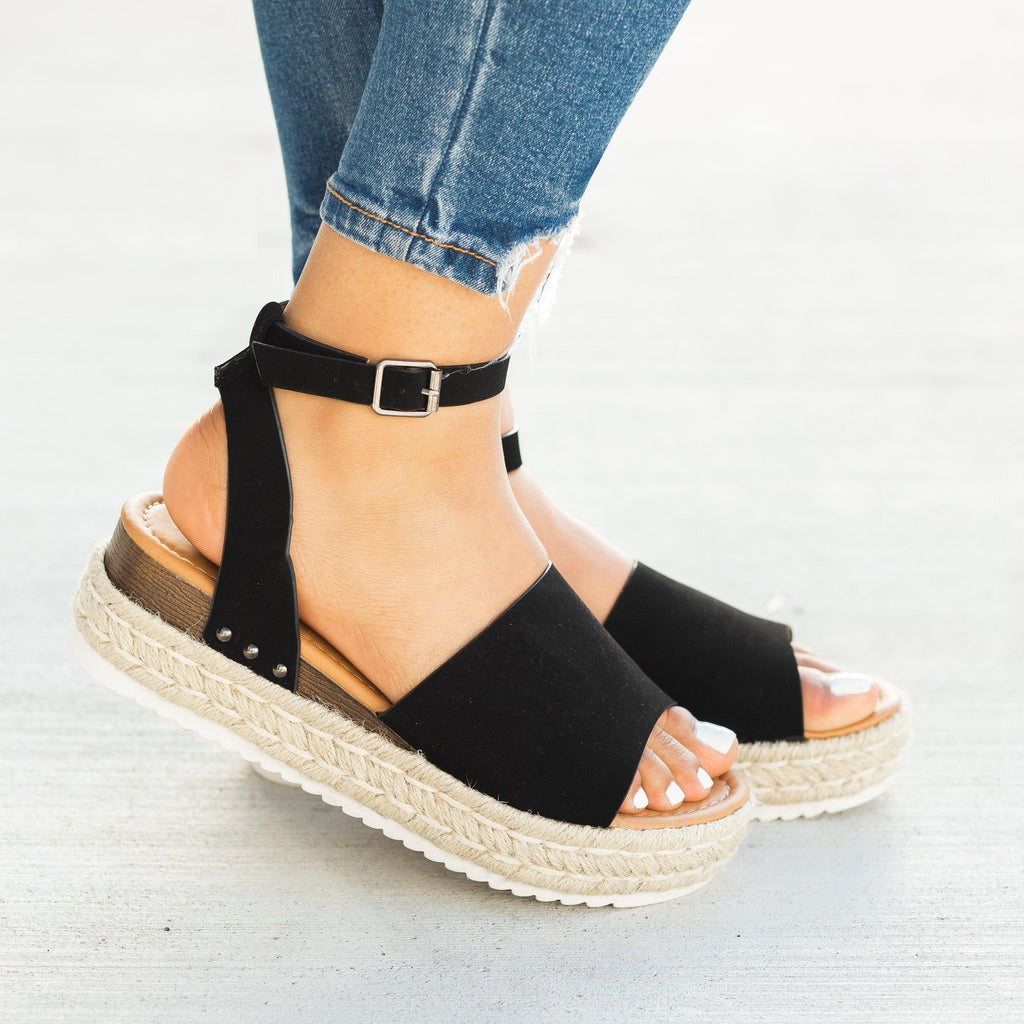 Open-Toed Espadrille Flatform Sandal Wedges - Soho Shoes Mary-2 | Shoetopia