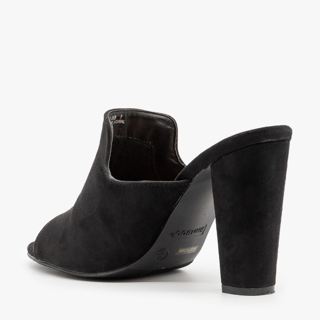 womens black mule heels