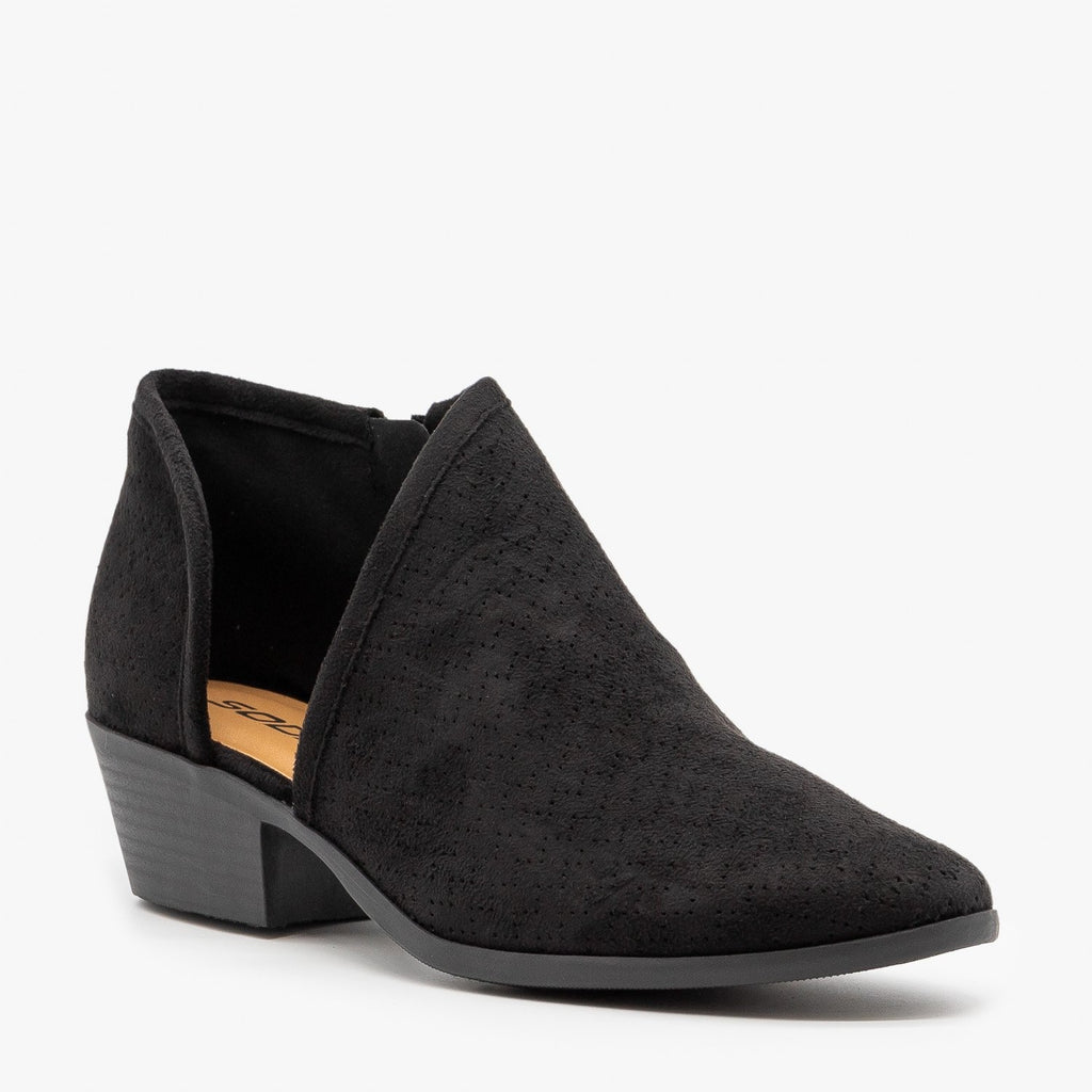 Pinhole Low Ankle Booties - Soda Shoes Risk-S | Shoetopia