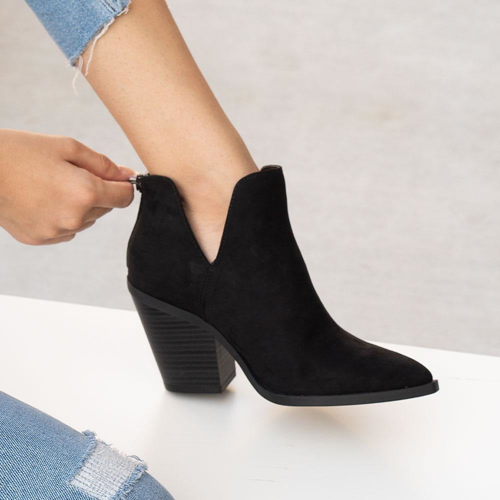 black shoe boots block heel