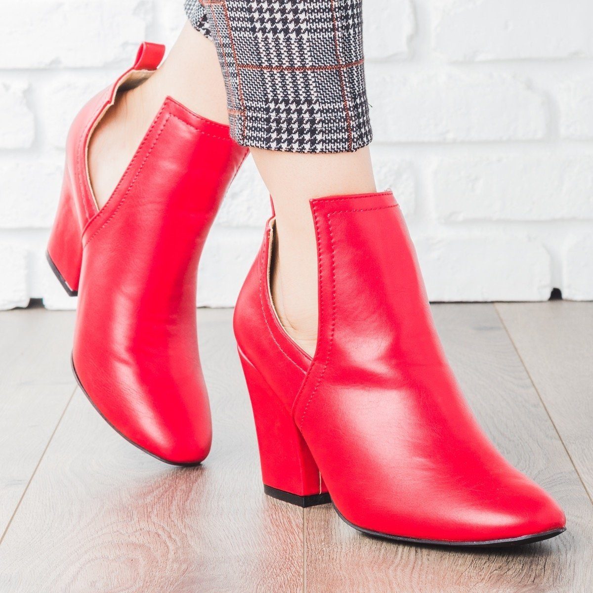 red bootie heels