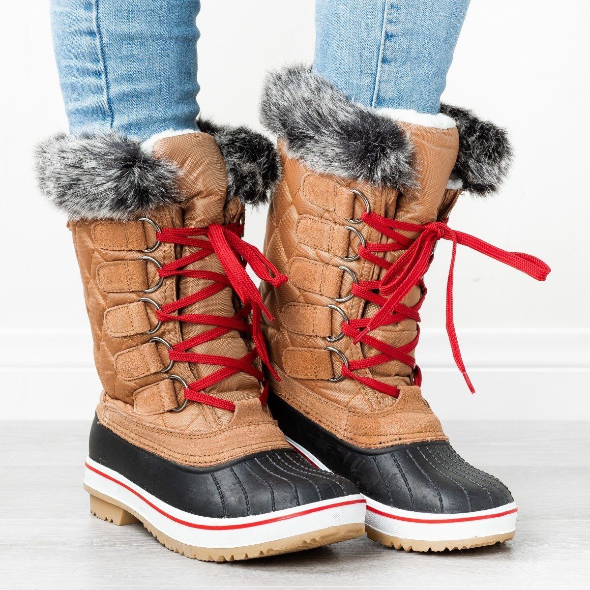 duck boots with fur top