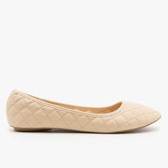 Quilted Pointed Toe Ballet Flats 