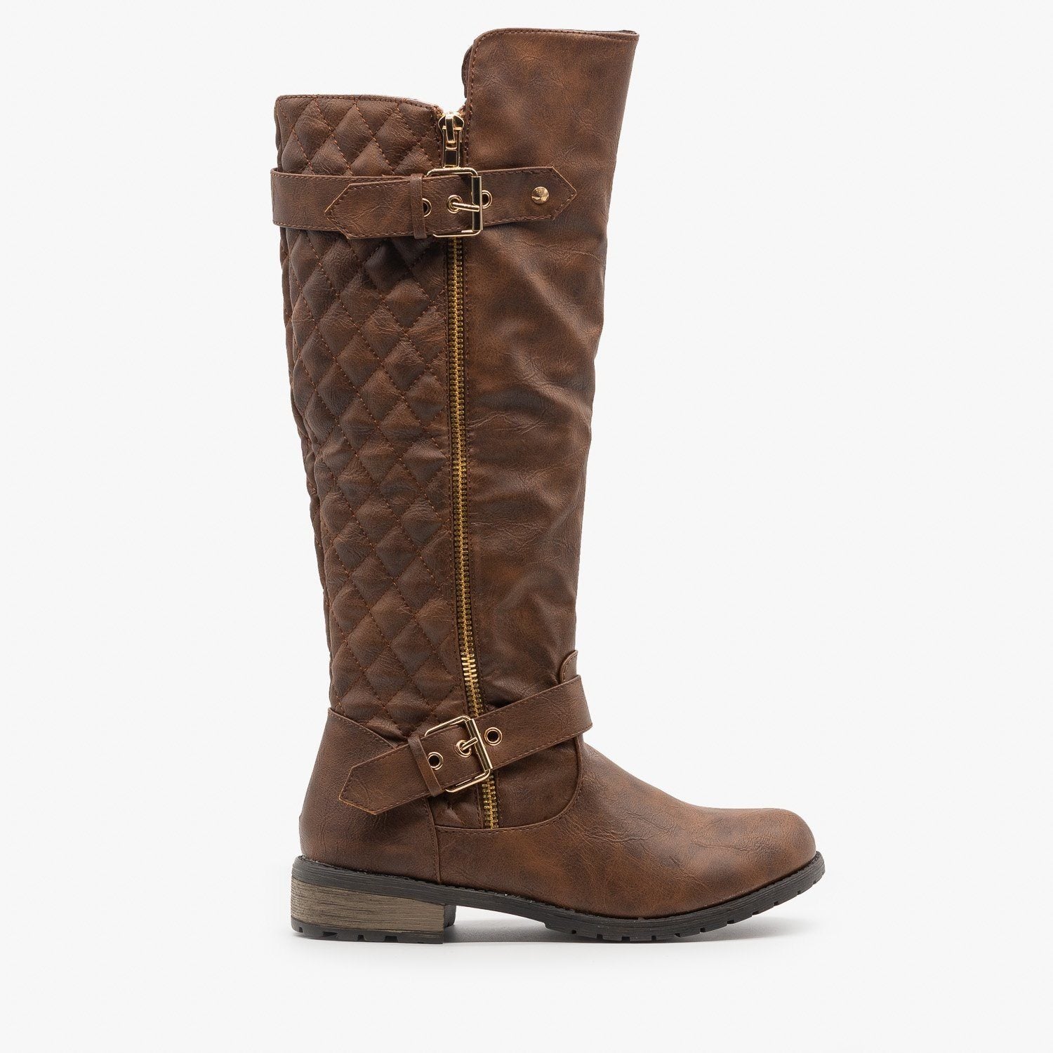 Quilted Riding Boots - Forever Shoes 