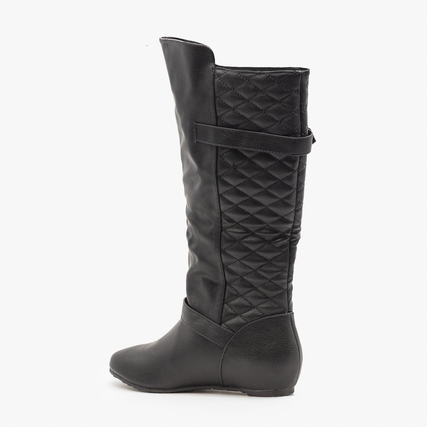 black wedge riding boots