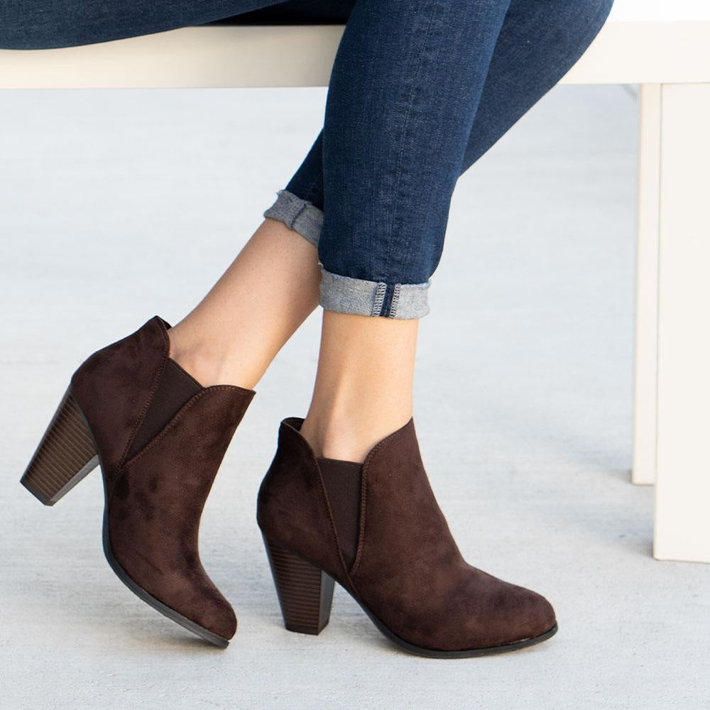 Side Stretch Ankle Booties - Forever Camila-16 | Shoetopia