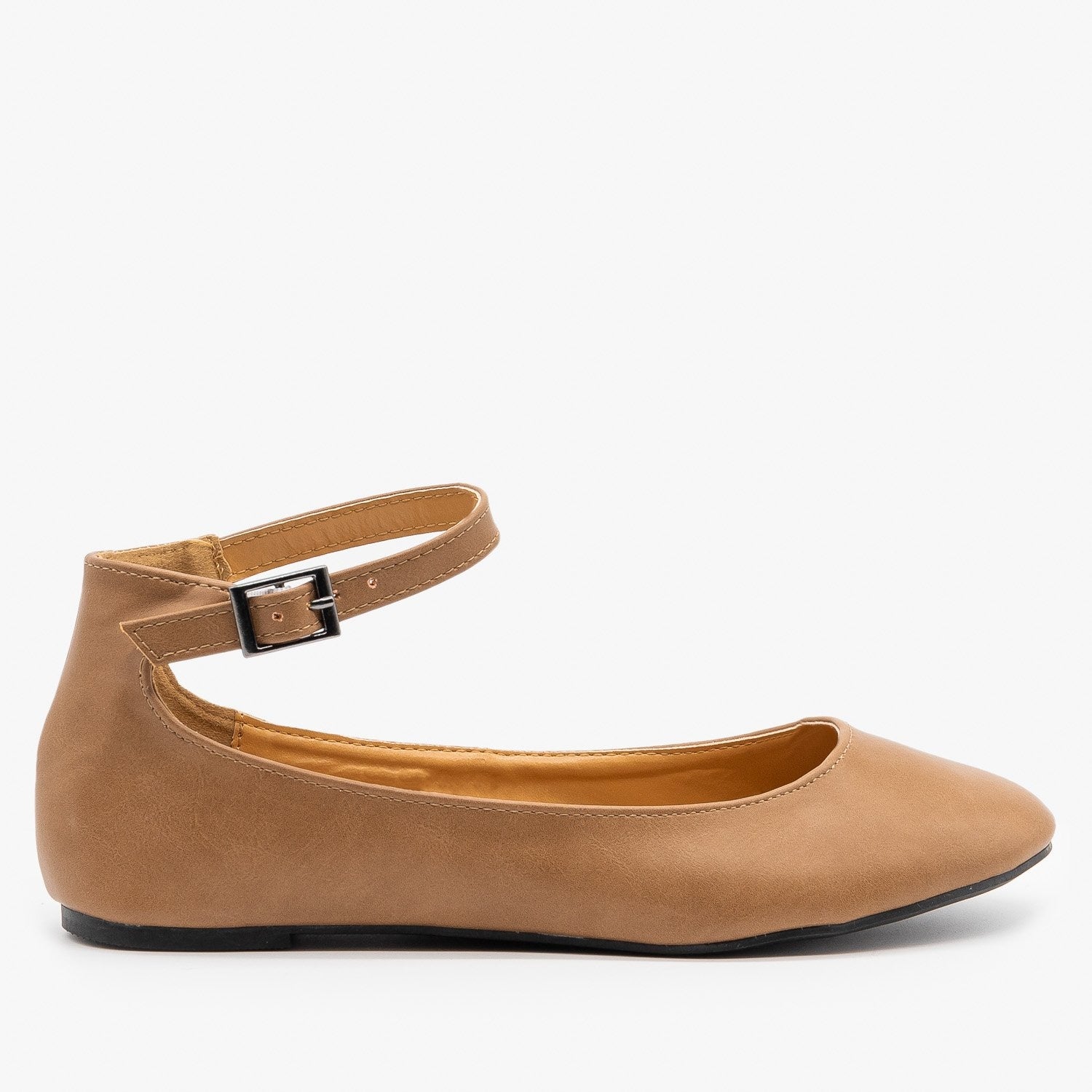 beige flats with ankle strap