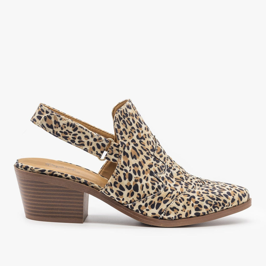 Slingback Chunky Heel Mules - Qupid Shoes Montana-42X | Shoetopia