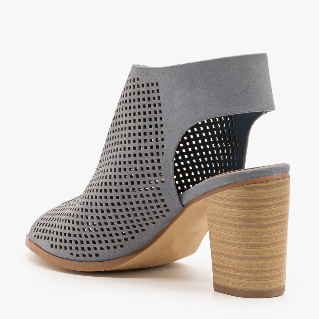 Slingback Laser Cut Booties - City Classified Shoes Roadway-H | Shoetopia