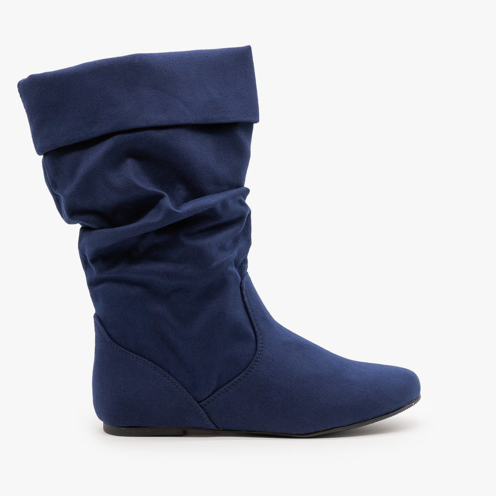 womens navy blue mid calf boots