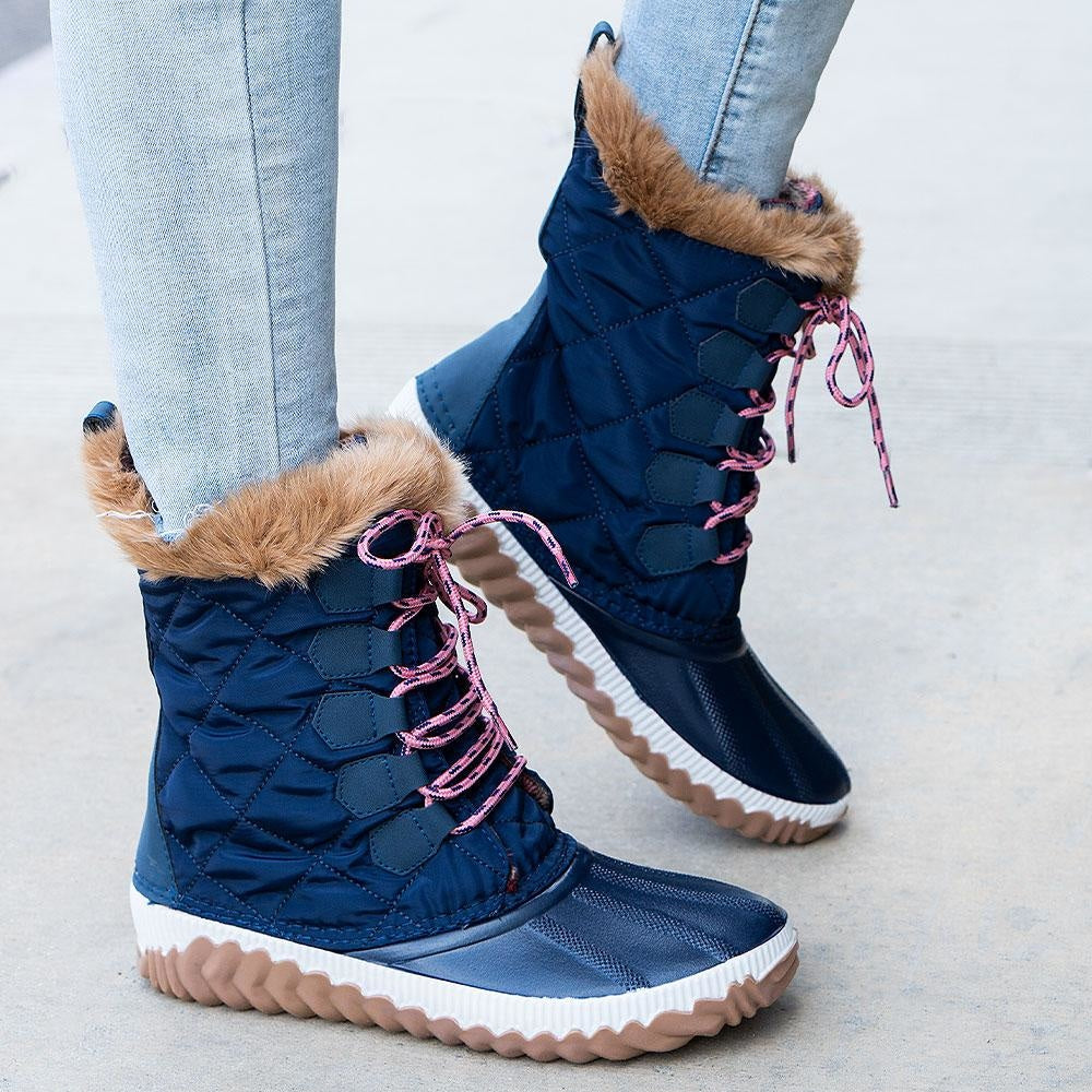 navy womens duck boots