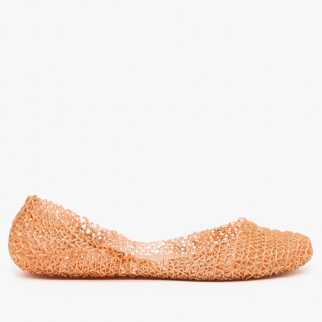 rose gold sparkly flat shoes