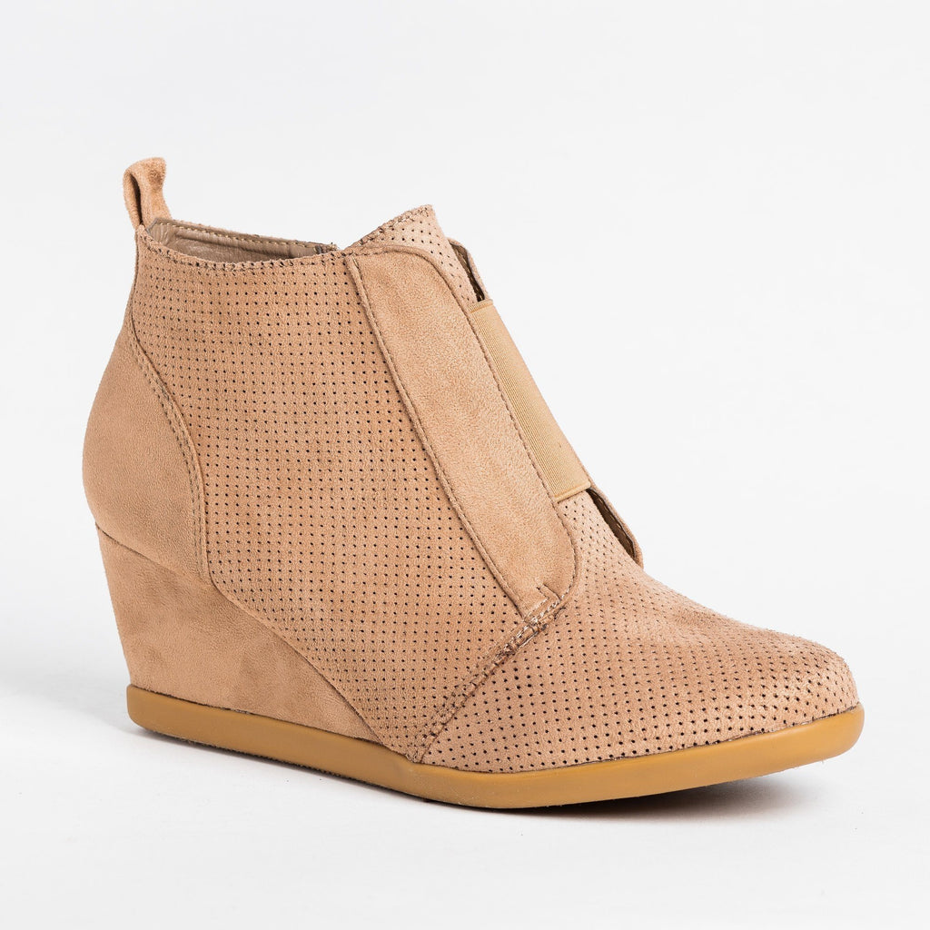 tan booties wedge