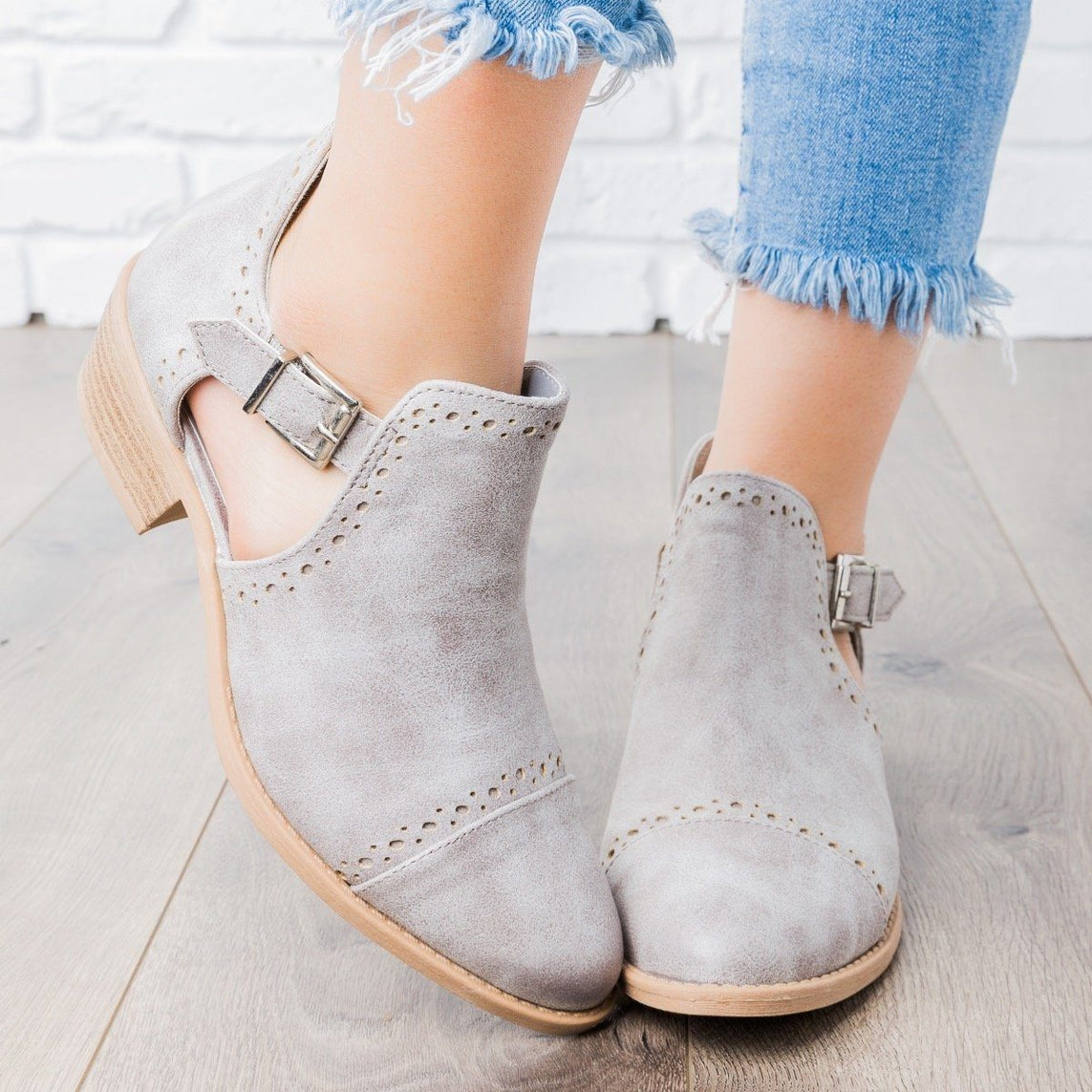 light gray ankle boots