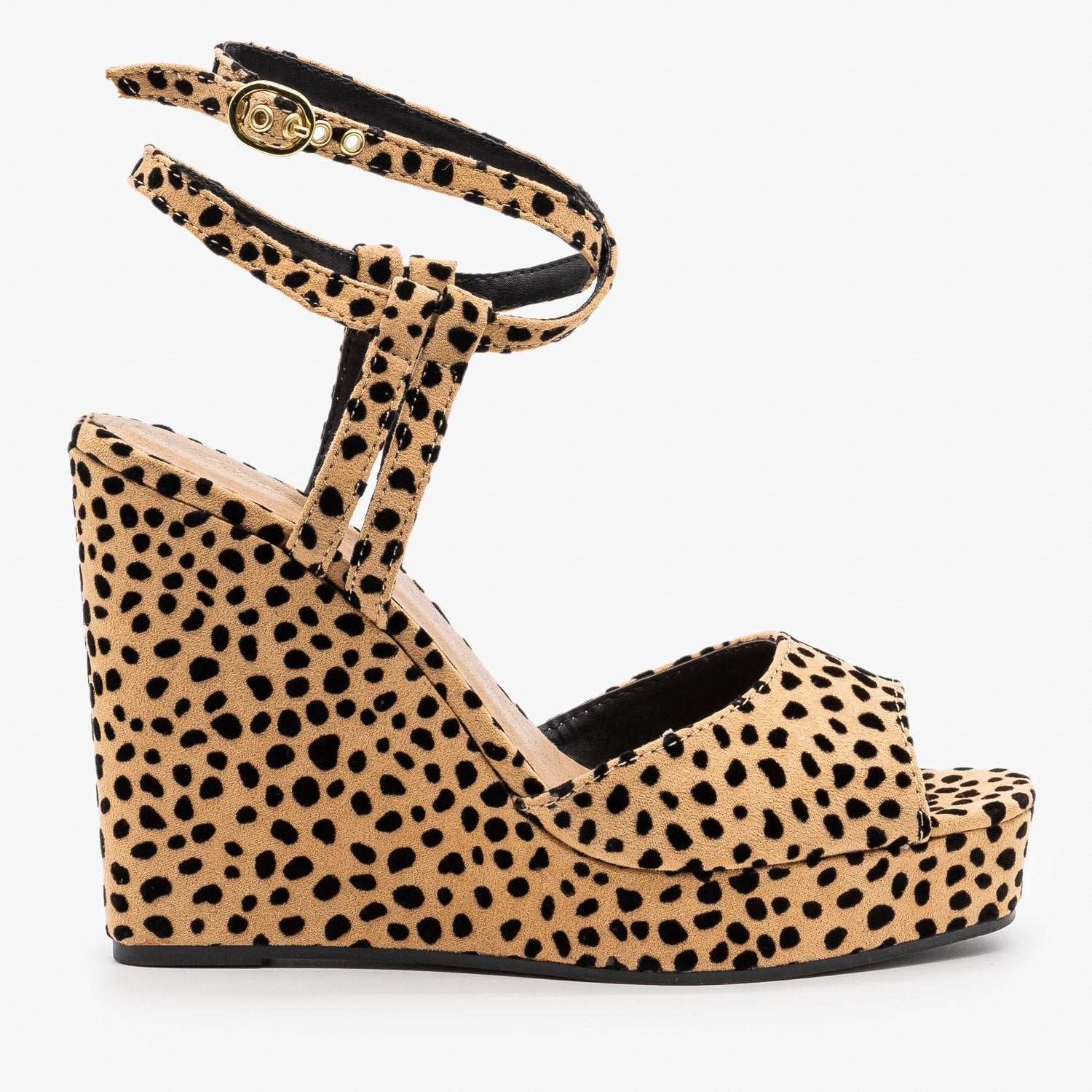 Strappy Ankle Leopard Print Wedges 