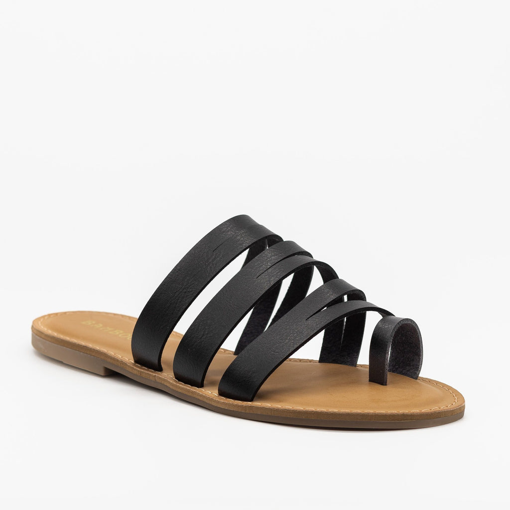 Strappy Cutout Toe Hold Sandals - Bamboo Shoes Christy-01S | Shoetopia