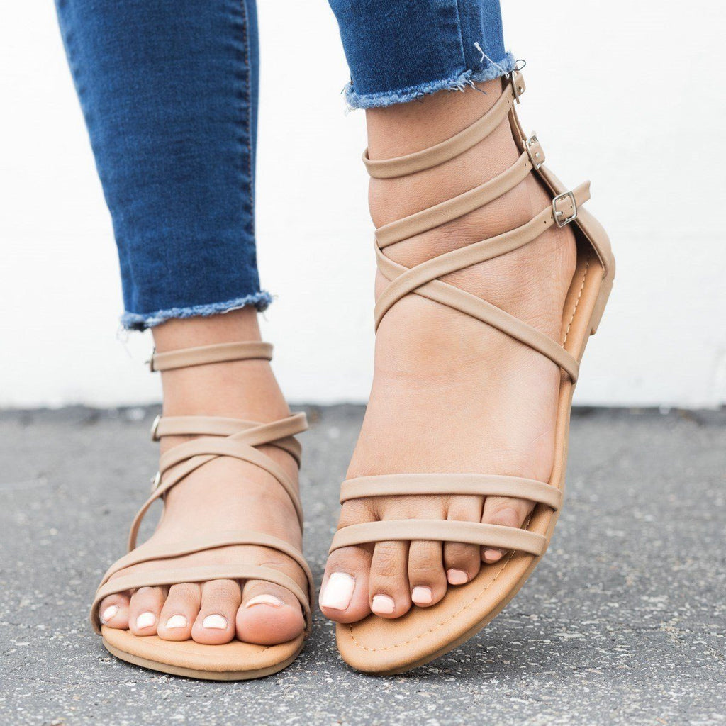 Strappy Gladiator Sandals - Weeboo Shoes Malina-52 | Shoetopia