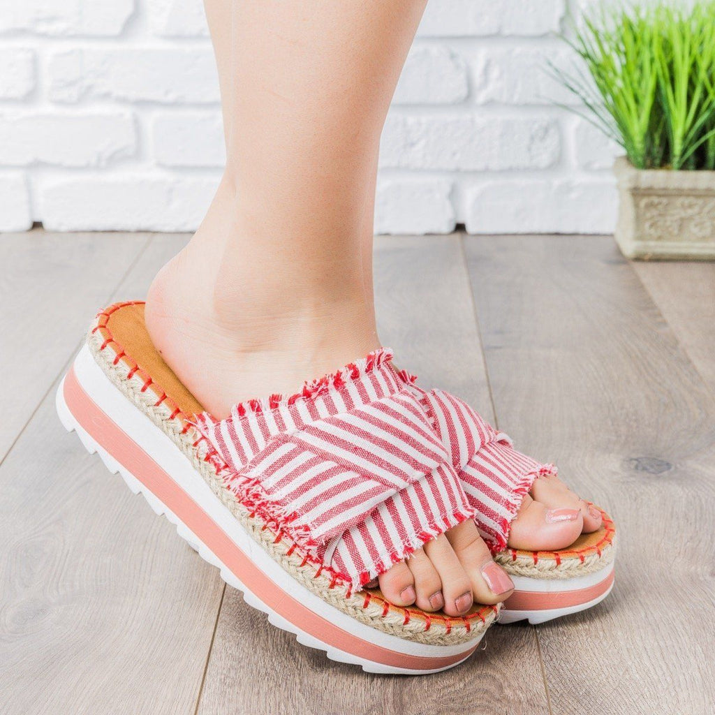 breeze striped platform slide sandals