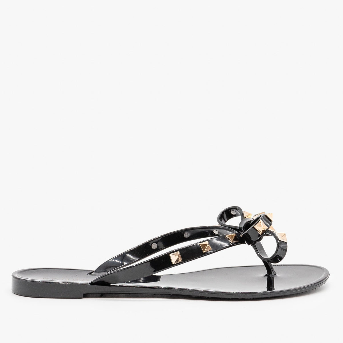 black studded flip flops