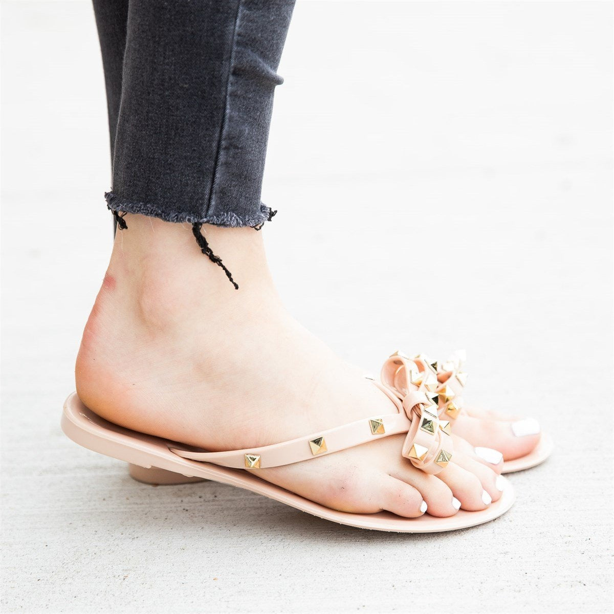 Studded Jelly Bow Tie Sandals - Weeboo 