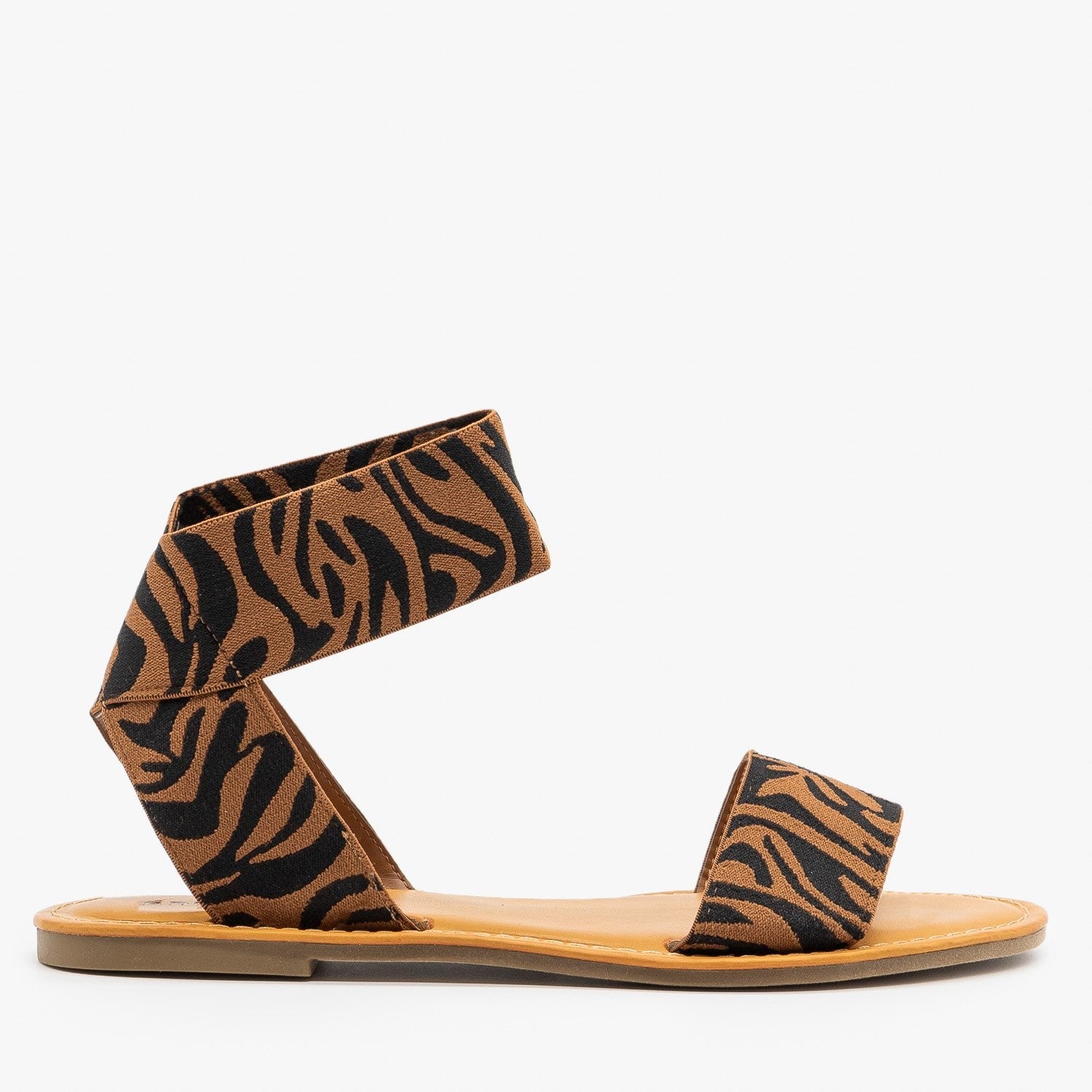 Tiger Striped Elastic Sandals - Bamboo 