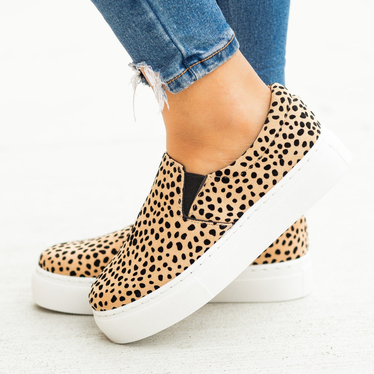 qupid leopard slip on sneakers