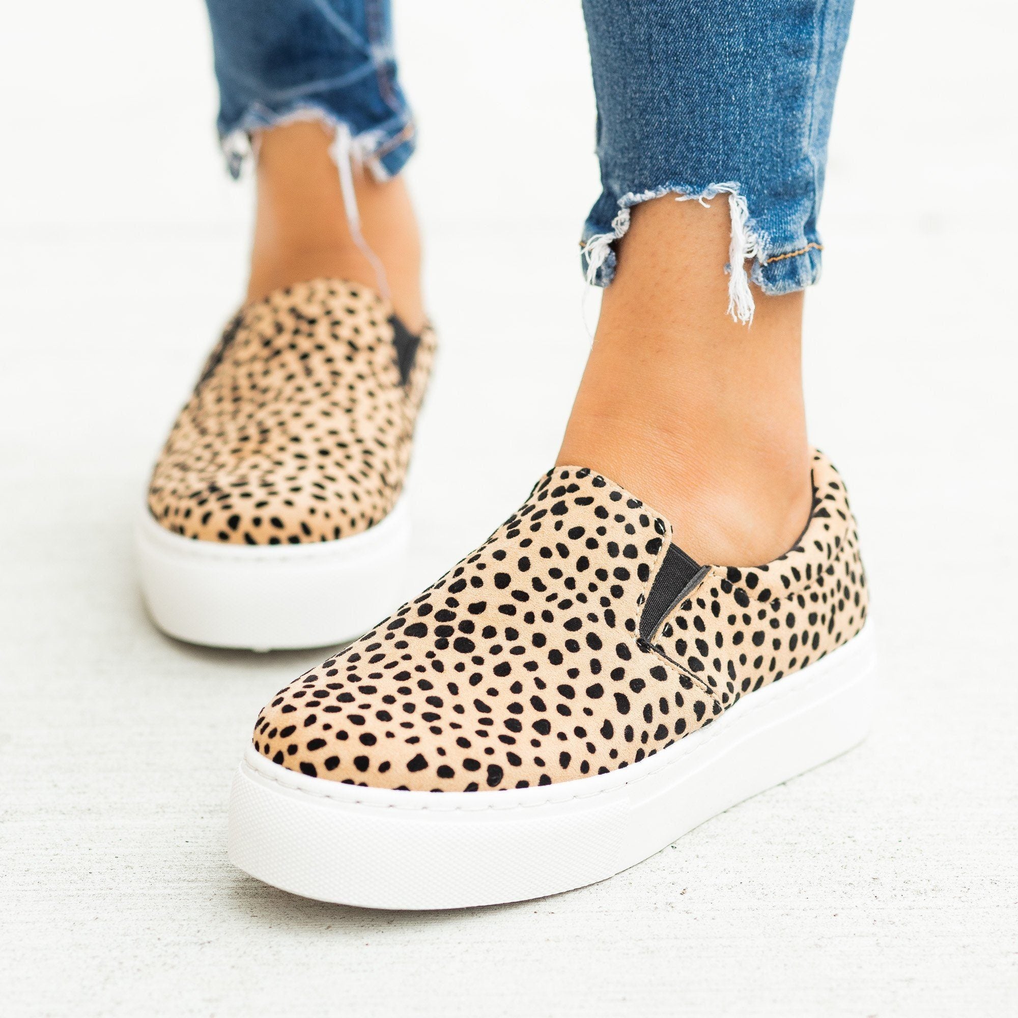 qupid leopard slip on sneakers