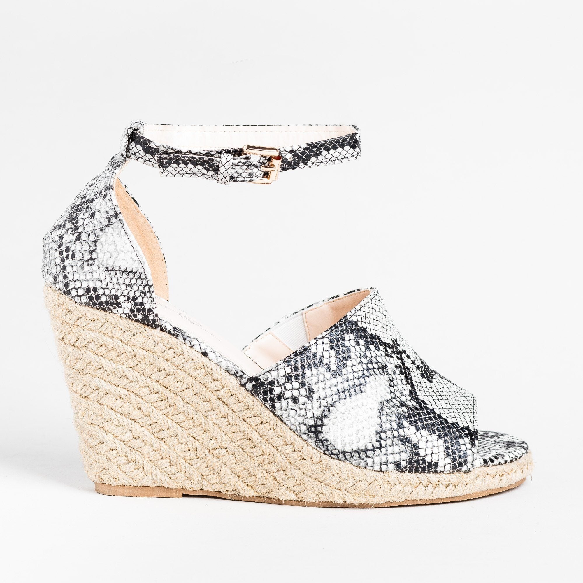 snake print espadrille wedges