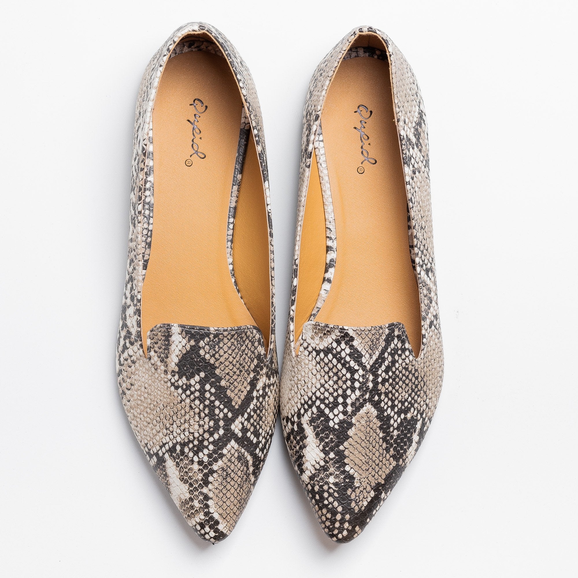 Trendy Snake Print Loafer Flats - Qupid 