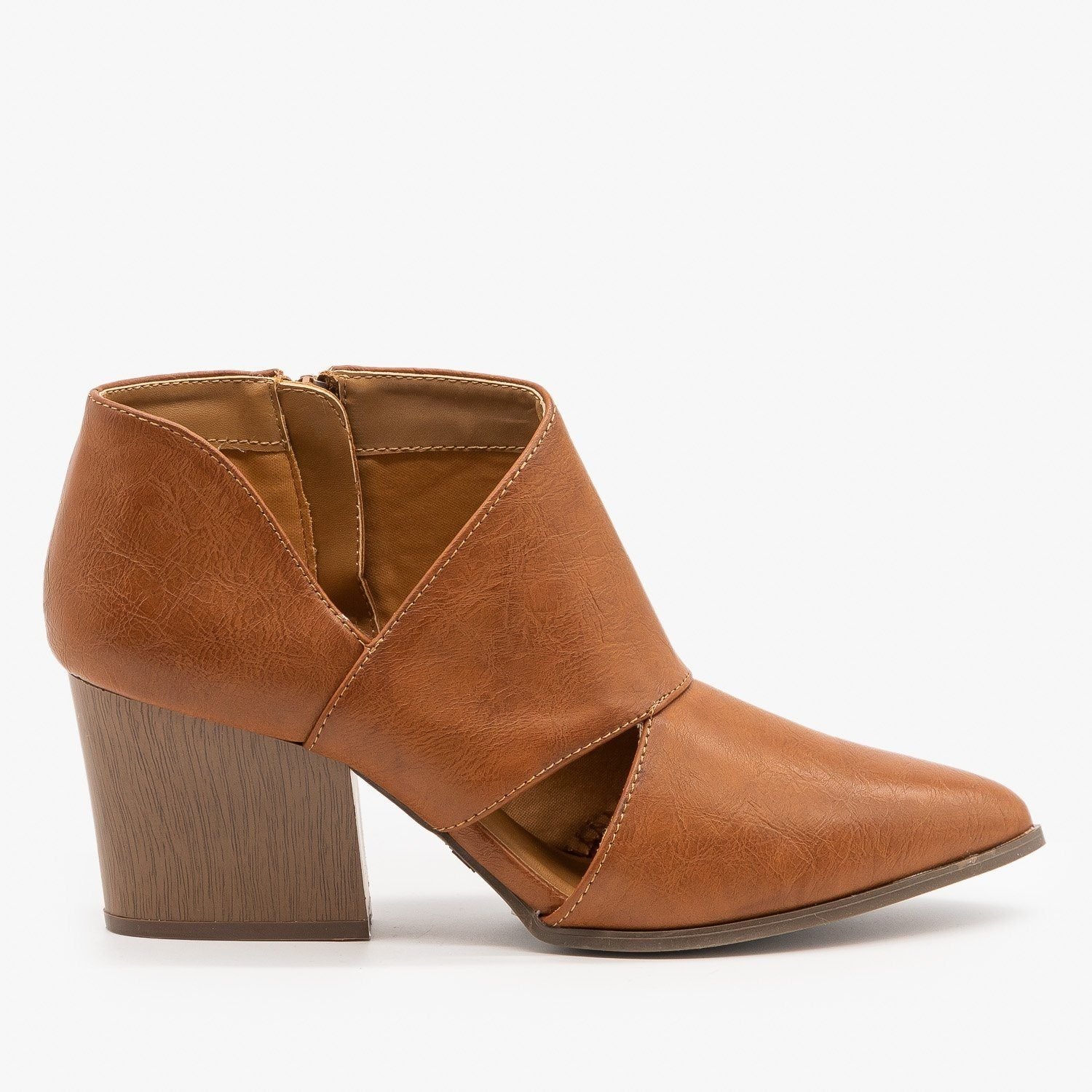 cognac cutout booties