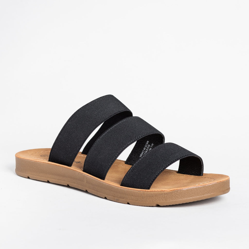 Triple Elastic Strap Sandals - Soda Shoes Hoping-S | Shoetopia