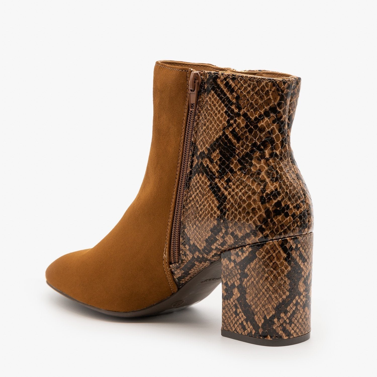 bamboo faux snakeskin booties