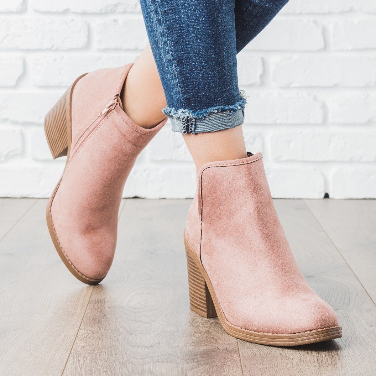 V-Cut Chunky Heel Booties - Soda Shoes 