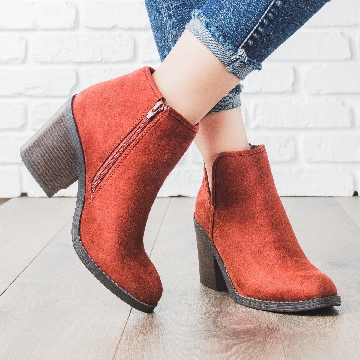 V-Cut Chunky Heel Booties - Soda Shoes 