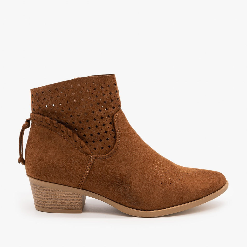 Western Laser-Cut Booties - Soda Shoes 