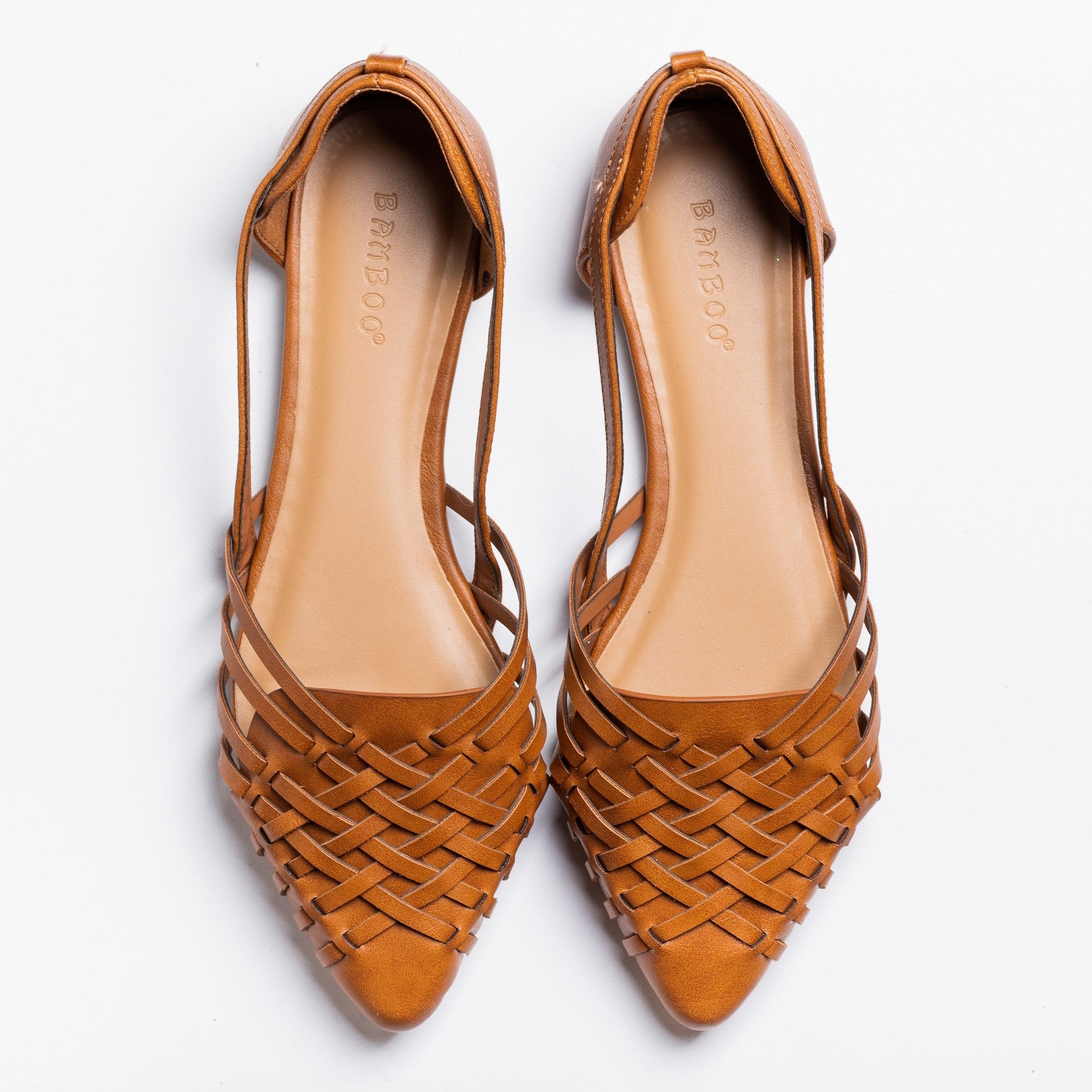 tan pointy flats